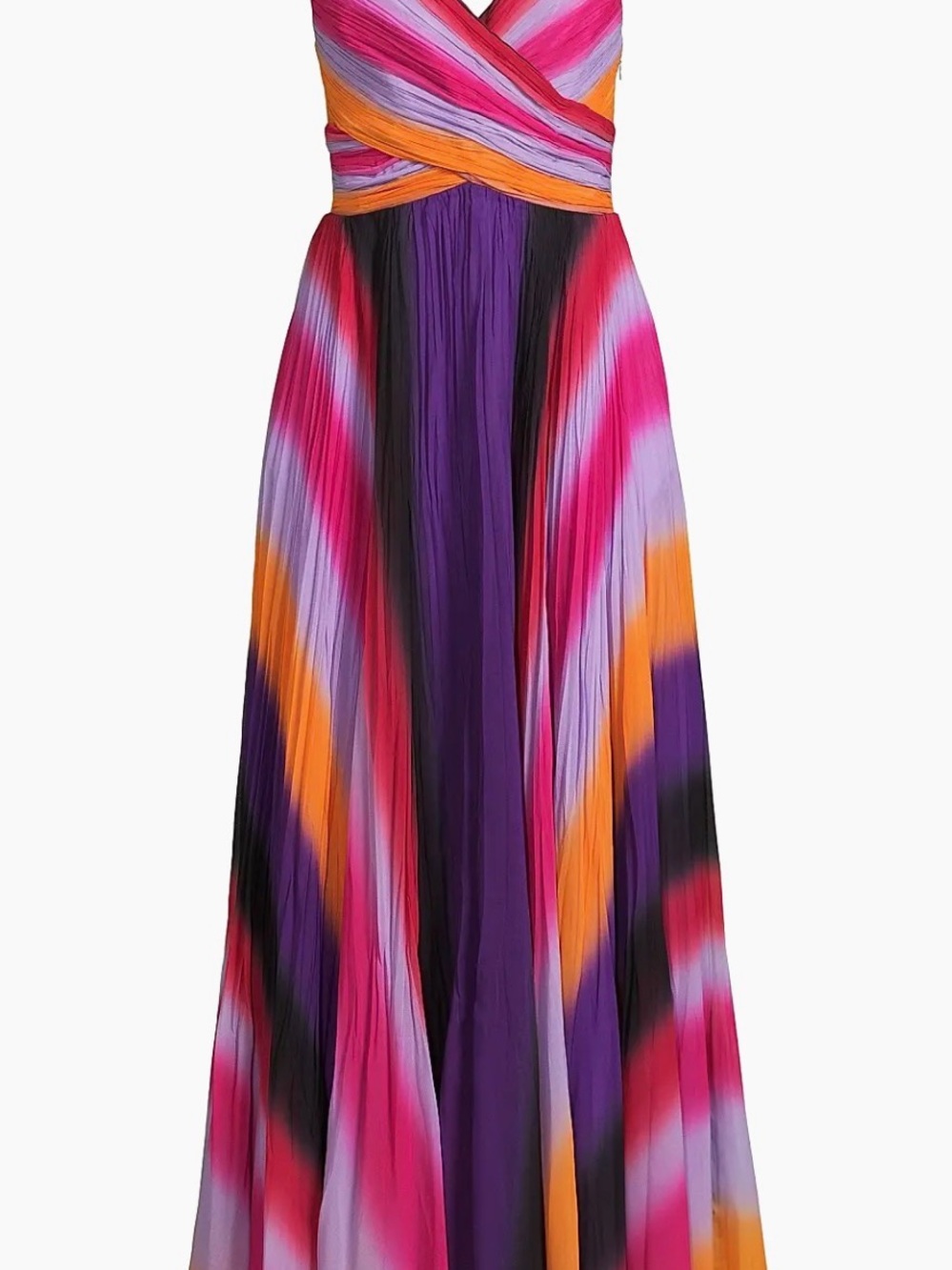 Kobi Halperin Multicolor Pleated Maxi Dress in Pink, Purple & Orange